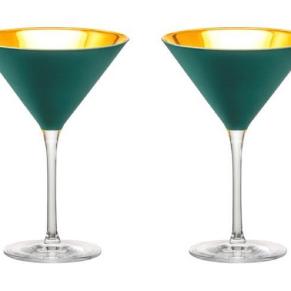 Emerald Green 24 Karat Gold Martini Glass